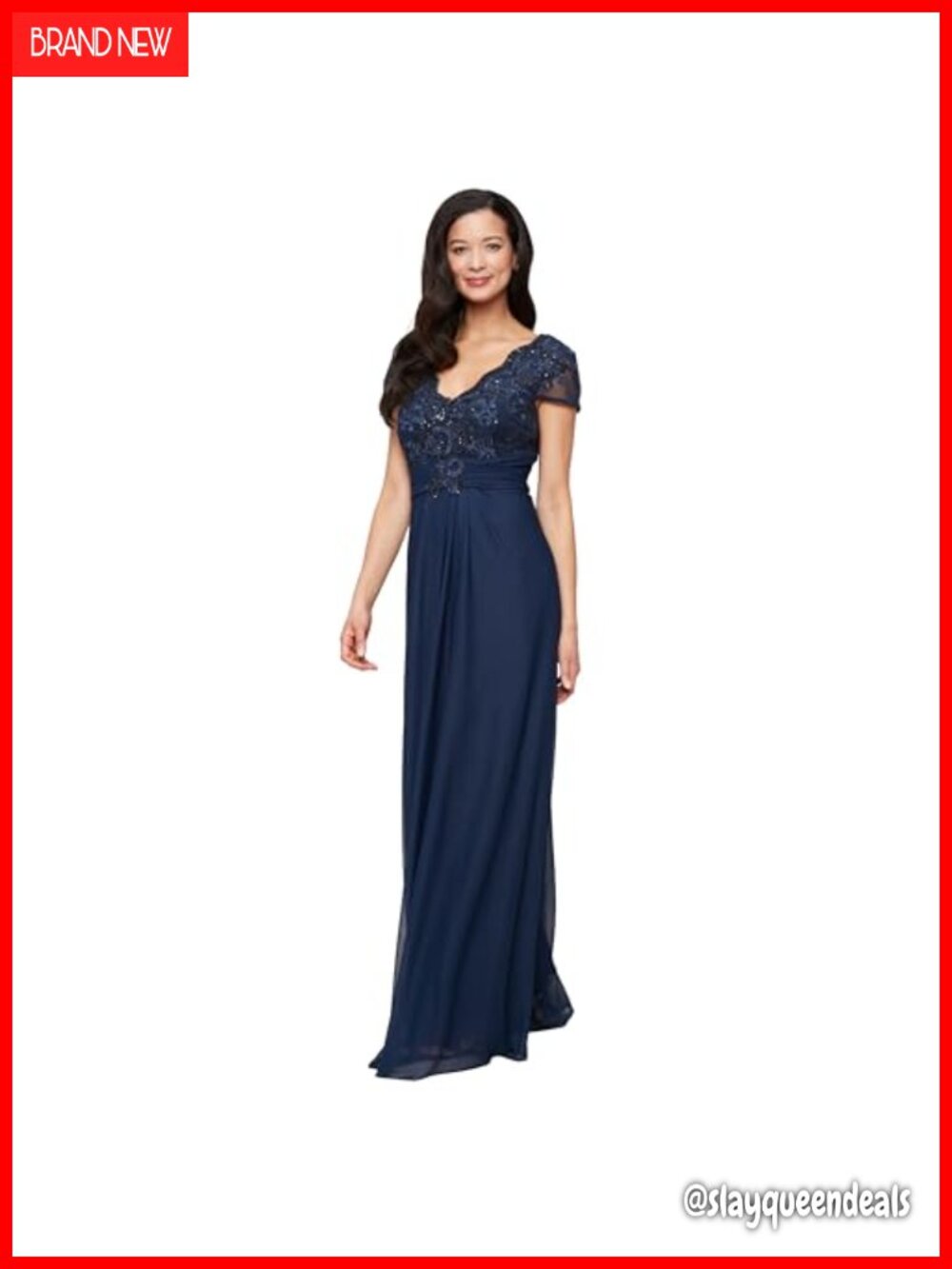 Alex Evenings Sequin Bodice Empire Waist Long Gown Formal Event Dress